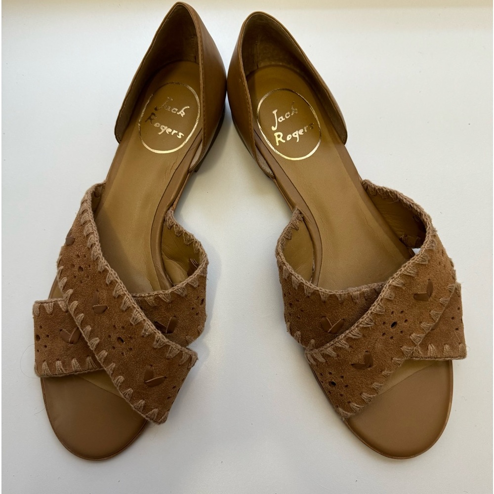 Jack Rogers Brown Suede Crisscross D'Orsay Flats
